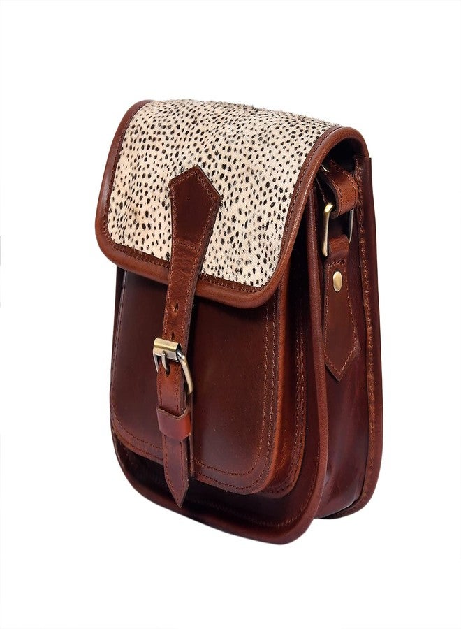 Celtic Women’s Leather Hair-On Flap Crossbody Sling Bag - Adjustable Strap - Image 1